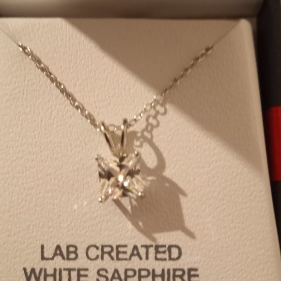 White Sapphire Sterling Silver Necklace - Picture 4 of 5